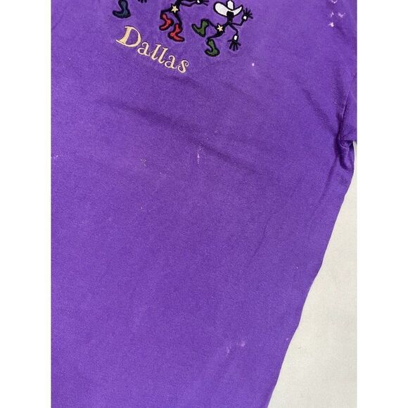 VINTAGE Dallas Cowboy Embroidered T-shirt Men Large Purple 90s Single Stitch - Picture 3 of 9